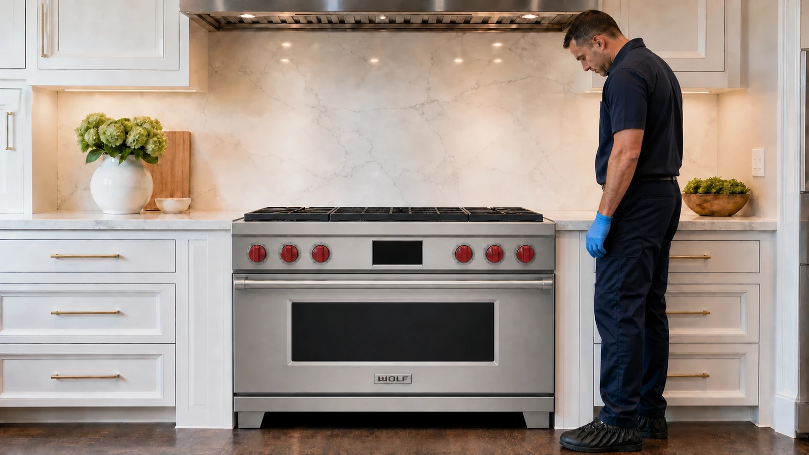Premium kitchen range prepared for a professional diagnostic visit