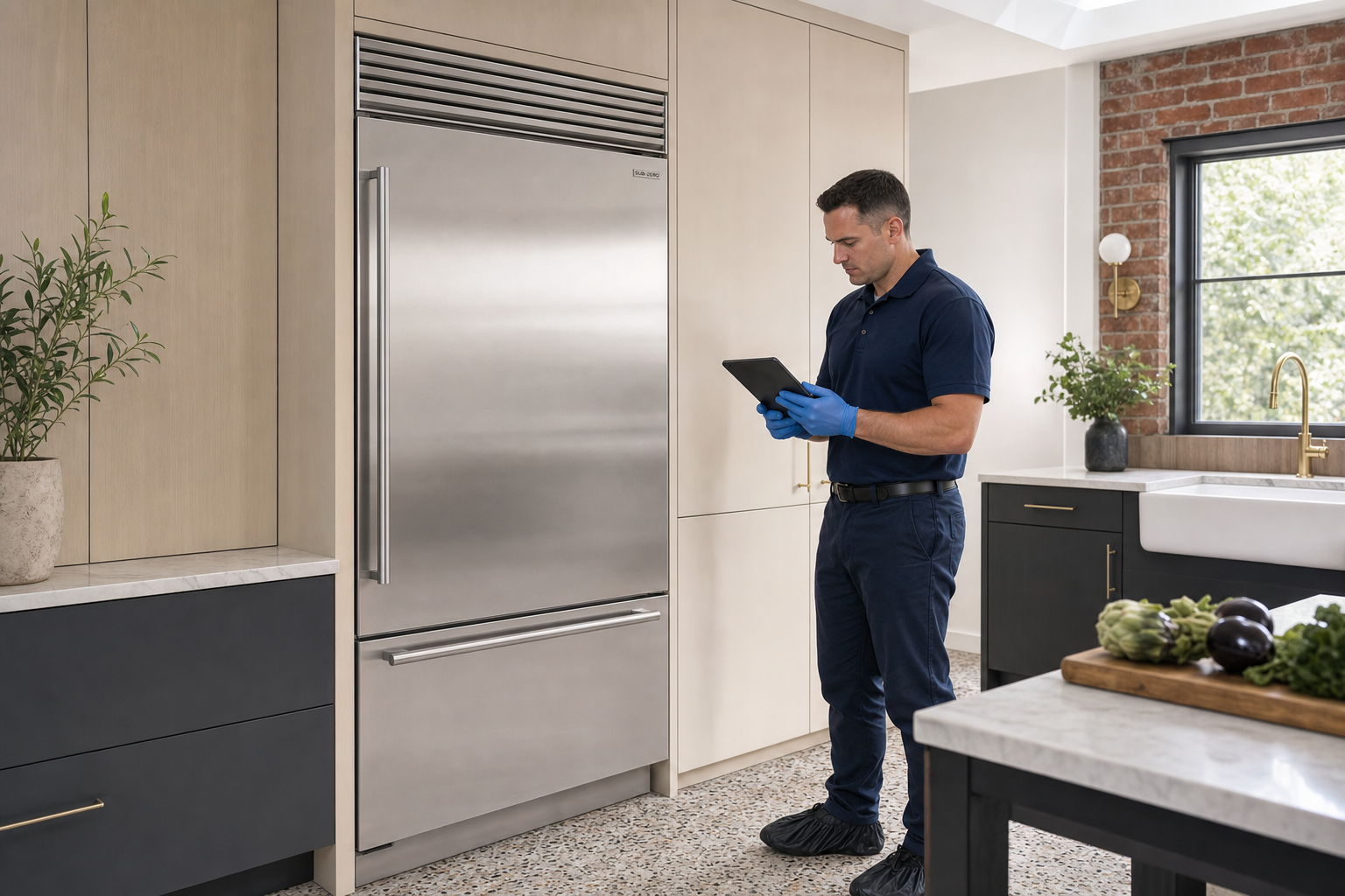 Built-in refrigerator prepared for a professional diagnostic visit