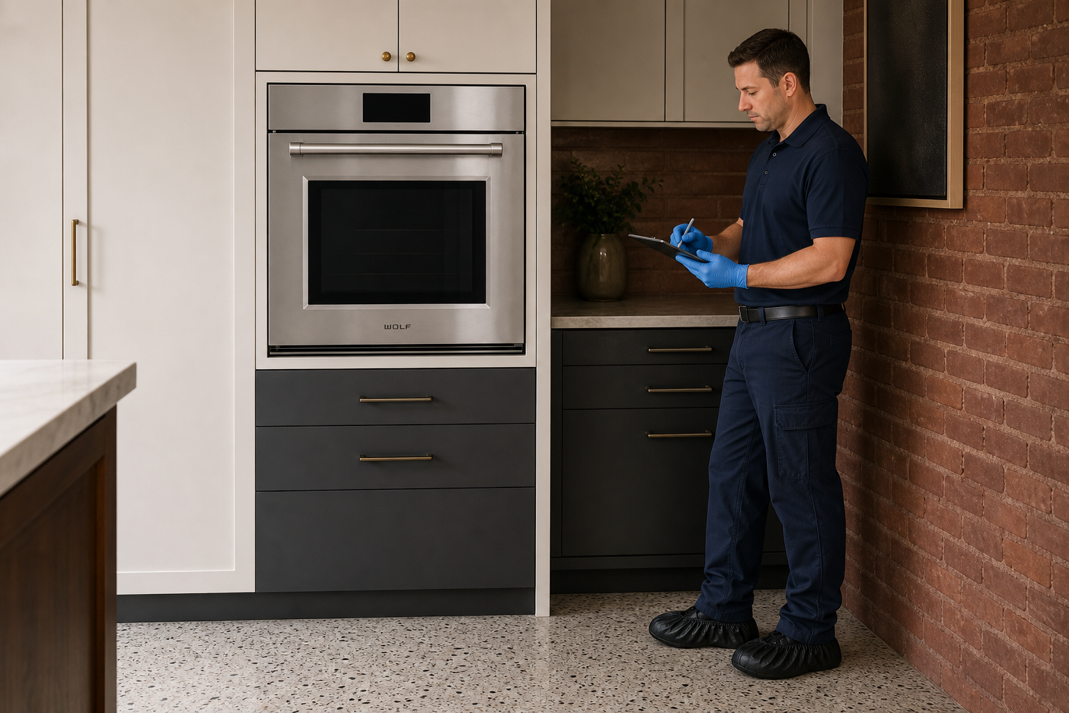 Built-in wall oven prepared for a professional diagnostic visit